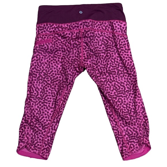 Lululemon Run Top Speed Jewelled Magenta Crop Leggings Womens Pink Purple Size 8 - Picture 2 of 5